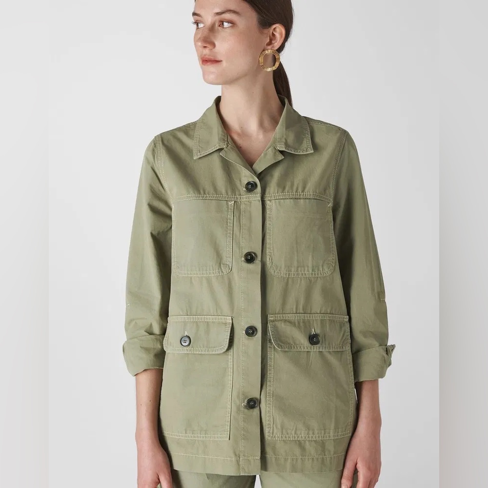 $199 Whistles Zip Front Cargo Jacket Size Medium
